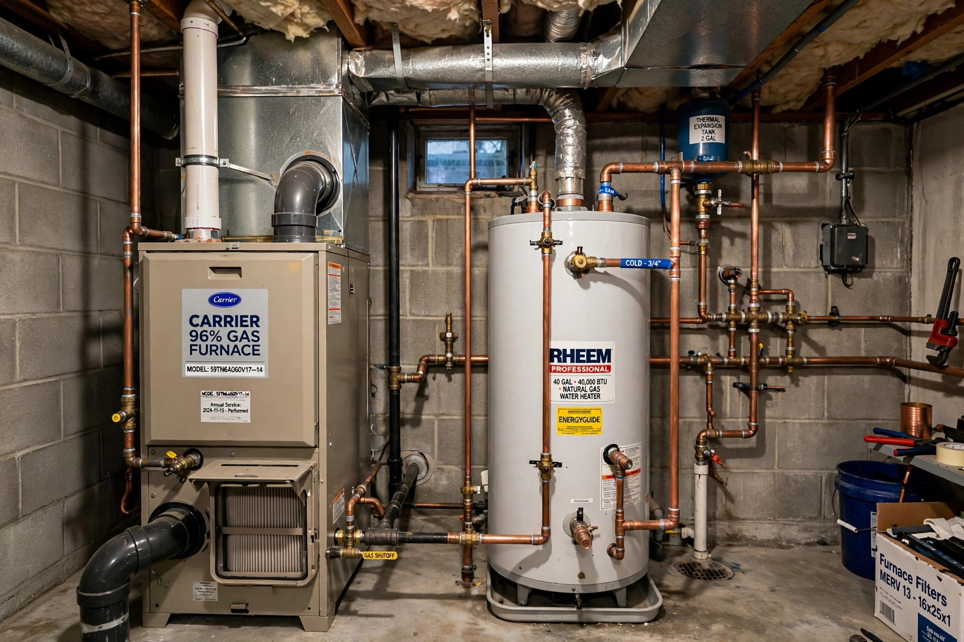 Basement furnace setup for furnace service in Leesburg VA