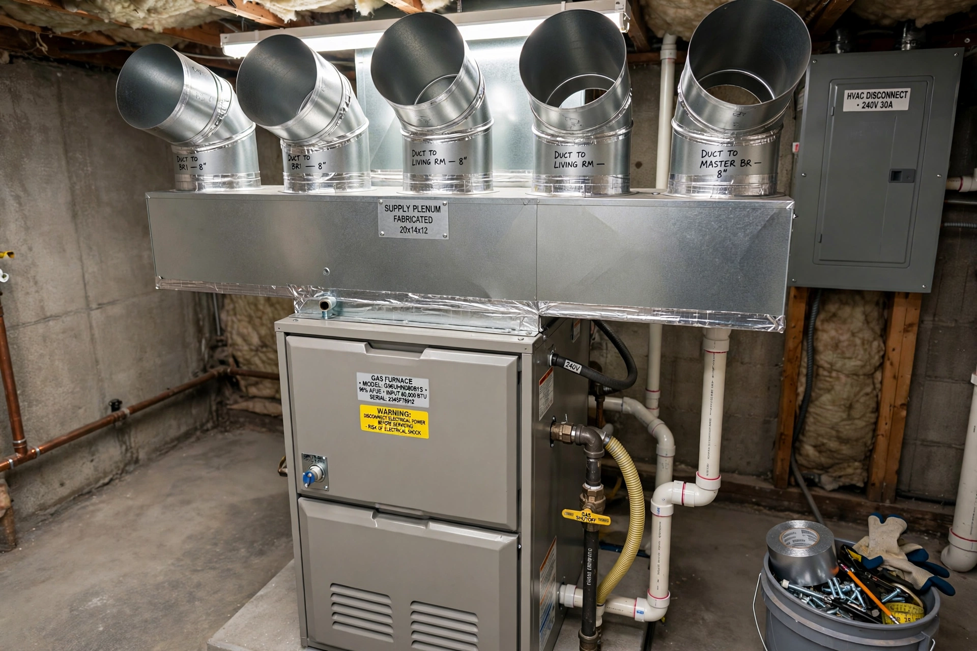 Duct takeoff plenum for furnace service in Leesburg VA