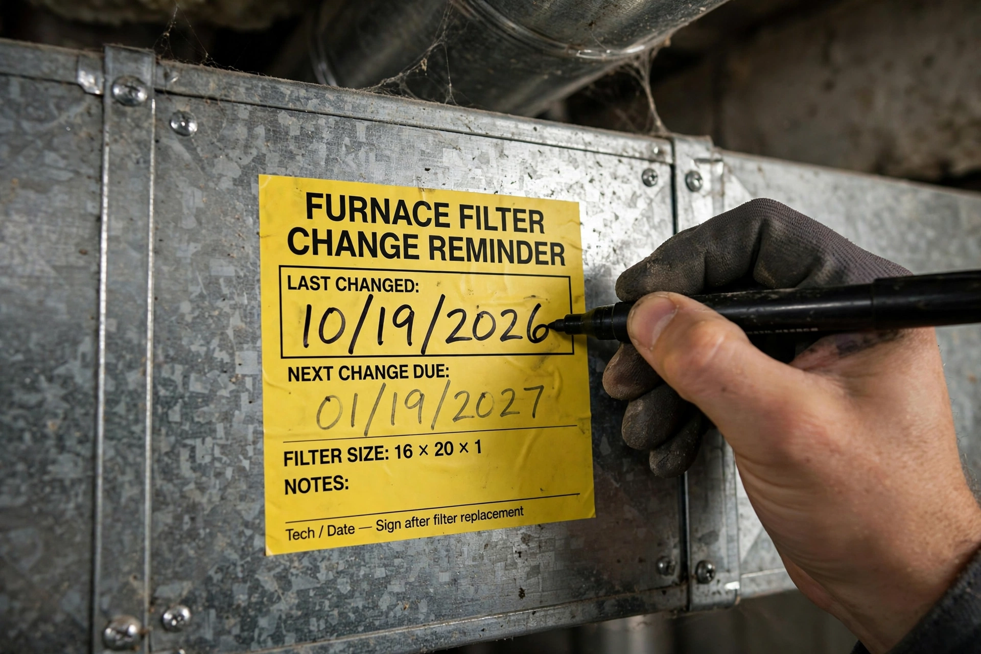 Furnace filter reminder card for furnace service in Leesburg VA