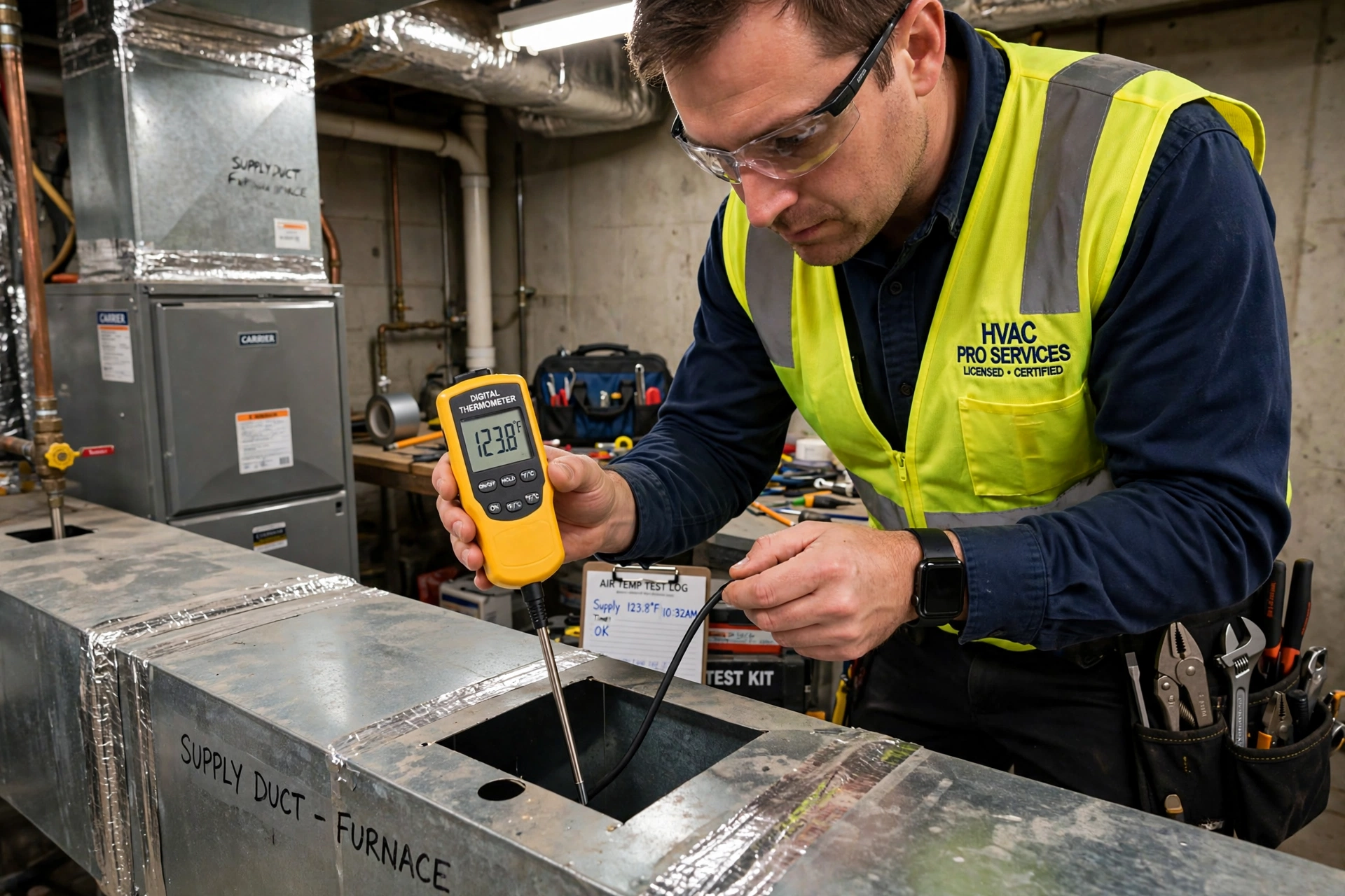 Furnace heat rise test for furnace service in Leesburg VA